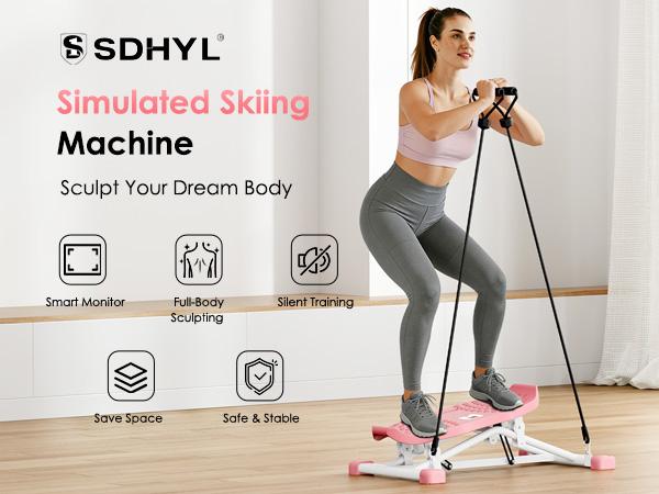 Dland 2-in-1 Ski Exercise Stepper Machine with Resistance Bands & Smart Monitor | 300LBS Silent Home Workout Equipment for Full-Body Shaping Dland 2-in-1 Ski Exercise Stepper Machine with Resistance Bands & Smart Monitor | 300LBS Silent Home Workout Equipment for Full-Body Shaping