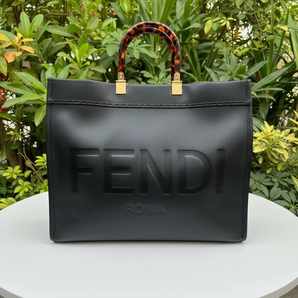 Pre-owned FENDI Leather Tote bags Black Sunshine Tote