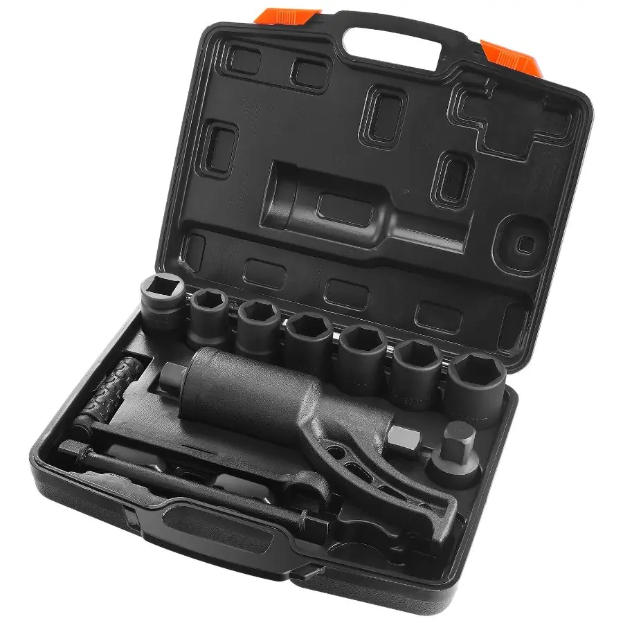 【Summerfinds】 1-Inch Drive Ratcheting Torque Multiplier Wrench Set, 1:58 Gear Ratio, 4800N.m Max Torque for Lug Nut Removal, 8 Sockets (24-38mm), Heavy-Duty Storage Case,  Hand Tool Kit, Ratcheting Wrench Setdealsforyoudays