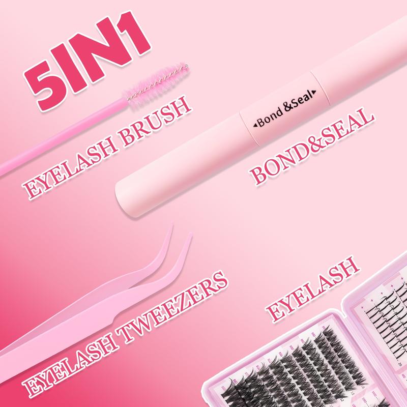 QUEENICE Lash Clusters Extension Kit, Cosmetic Eyelash Extension 40D/60D/80D/100D/120D, 10mm-18mm Mix Lengths Individual Cluster Lashes, DIY Lashes Cluster, Full Set for Beginners, Eyelash Tools, Daily & Party Makeup, Festival Gift