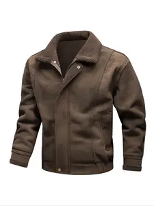Men's American Vintage Collared Jacket, Micro Loose Thickened Coat, Single Piece, Retro Style, Casual Wear, Fall & Winter Fashion