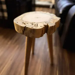 Raw Edge Heritage Side Table – Solid Wood with Natural Live Edge Character