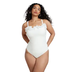 ELOQUII Women's Plus Size PatBO x ELOQUII Ruffle Detail One Piece Swimsuit