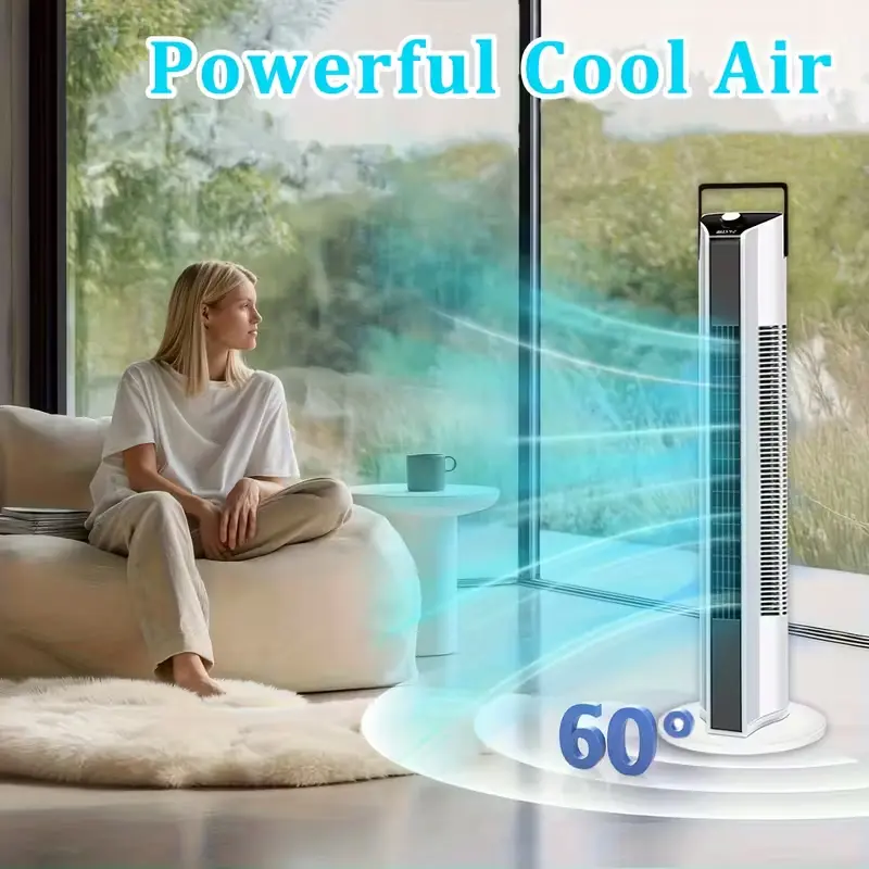 SPZTJK Bladeless Tower Fan - 60° Oscillating, Quiet Cooling - TikTok Shop