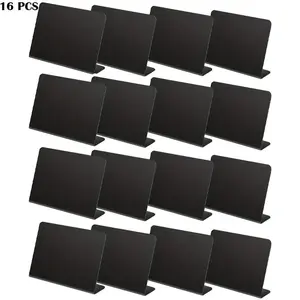 Mini Chalkboard Sign, 16pcs Tabletop Chalkboard Label, L-shaped Buffet Table Sign for Wedding, Birthday Party, Bakery and Retail, Message Board Sign, Reusable Doodle Boards
