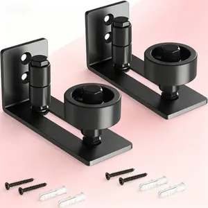Sliding Barn Door Floor Guide Adjustable, 8 Setup Options for DIYers, Flush Design Bottom Flat Stay Roller, Reusable Easy Install Guide Hardware Set of 2