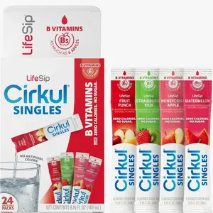 Cirkul LifeSip® Sugar Free Water Flavoring Clear Liquid Packets (24 Pack) - Fruit Punch, Strawberry Kiwi, Apple, Watermelon. No Sugar, Zero Calorie Drink Mix with B Vitamins, No Artificial Colors