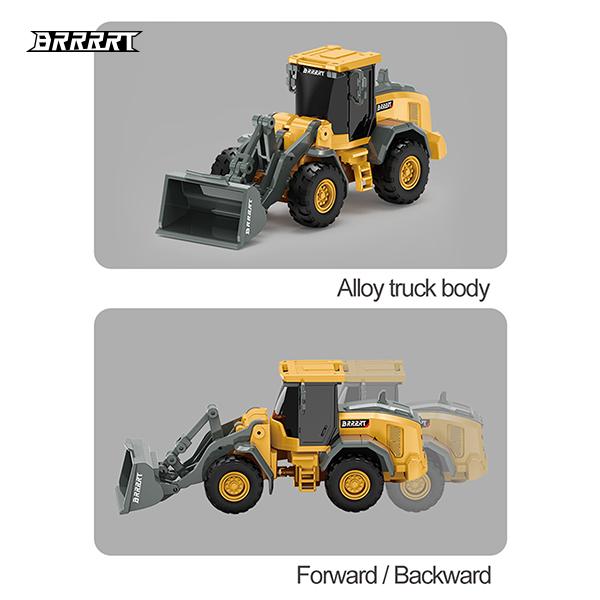 BRRRRT 1/64 Mini Bulldozer Toy, Remote Control Bulldozer, 8 CH Full Proportion Construction Vehicles with Metal Sounds, RC Toys for Kid Boys and Girls Age 3+