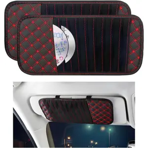 2 PCS Car Visor CD Holder, Large Capacity Vehicle Visor Organizer with 10 DVD Storage Sleeves, CD or DVD Visor Holder Organizer Cases for Car Truck SUV, Car Accessories (Red)
