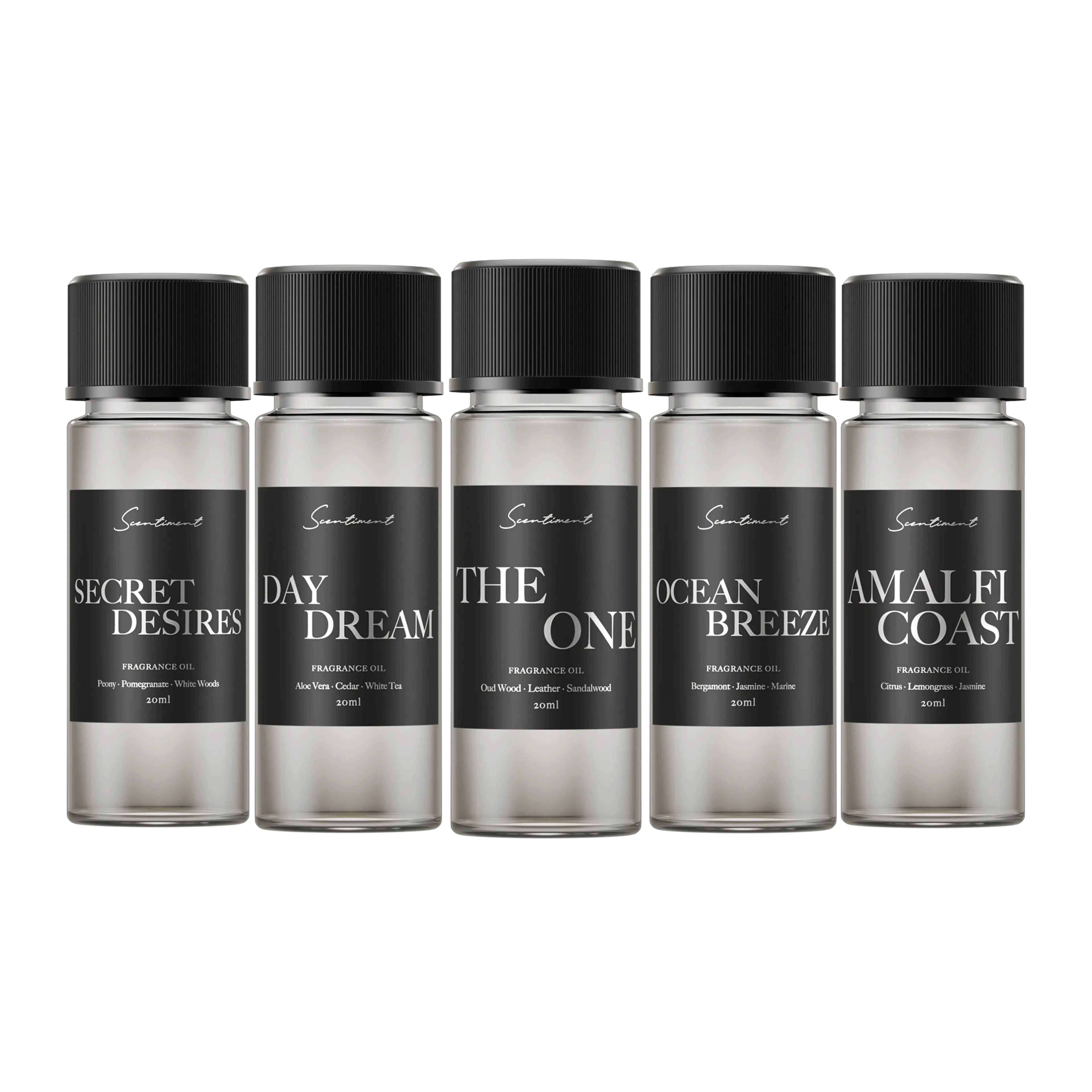 Scentiment Hotel Scent Samples - Top 5 Best Selling Scents - The One, Day Dream, Amalfi Coast, Ocean Breeze, Secret Desires - Fragrance Oil