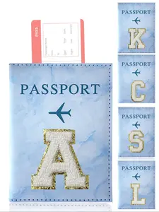 Letter Pattern Passport Case, Passport Wallet, Travel Document Holder, PU Leather Passport Holder Cover, Travel Accessories for Women & Men, Birthday Gift