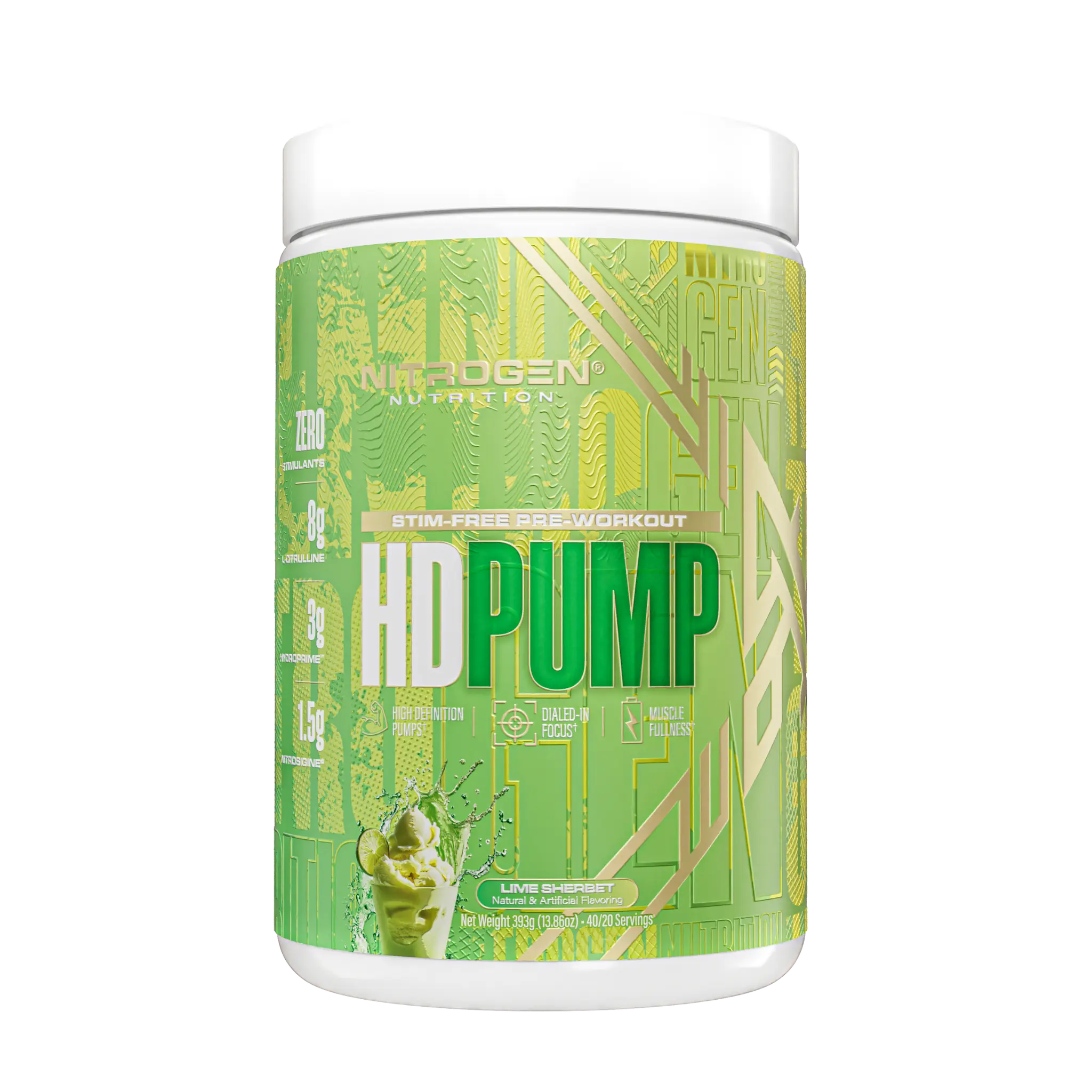 Nitrogen HD Pump Stim-Free Pump Pre Workout | Premium Nitric Oxide Formula for Bigger Pumps, Extreme Vascularity, Muscle Fullness, Blood Flow, Hydration, Endurance & Laser Focus | Zero Caffeine