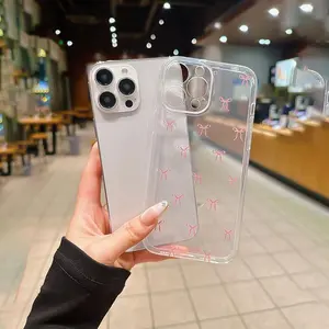 Clear Bow Pattern Phone Case, 1 Count Anti-drop Cellphone Protective Case, Total Protective Shockproof Protection Phone Cover for iPhone 11 12 13 14 15 16 Series, Accessories