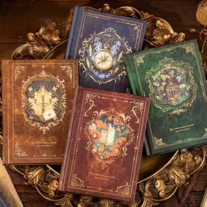 192pcs Retro Style Writing Journal Notebook, DIY Scrapbooking Paper Material, Vintage Gold Foil Embossed Diary, Creative Craft Supplies, Scrapbook Materials