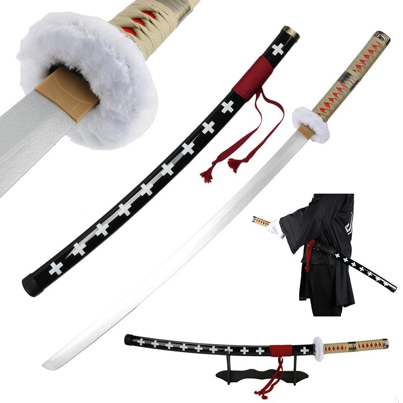 Anime Bamboo Wooden Roronoa Zoro Sword Cosplay Death Surgeon Trafalgar Law 41 Inches Cosplay with Belt Holder Stand Display for Halloween Role Playing Cosplay Collection Decoration