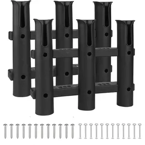 Portable Plastic Boat Fishing Rod Holders with Screws Tube Pole Holder Bracket for Boat Kayak Garage Cooler Trailer Portable