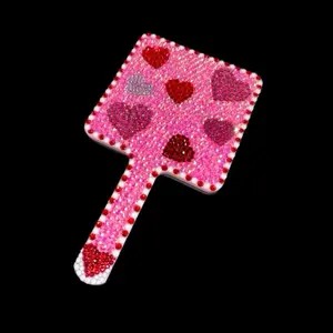 Pink Hearts Design Crystal Impressions Slay Essentials Hand Mirror