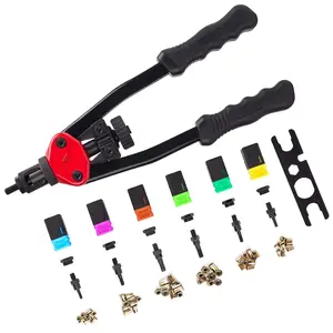 13" Rivet nut Tool Nut/Thread Hand Riveter Blind Rivet Kit M5 M6 M8 SAE 10-24, 1/4-20, & 5/16-18 W/ 60pc Rivnuts