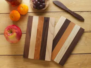 Multi-Hardwood Mini Cutting Boards, Set of 4, Handmade Natural Cutting Boards, Small Portable Cutting Board, Serving Plate