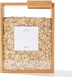 Bamboo Food Dispenser 3L | Kitchen Organizers & Storage Containers | Airtight Cereal Rice Flour Snack Dispenser for Pantry Organization | Eco-Friendly & Durable Utensils