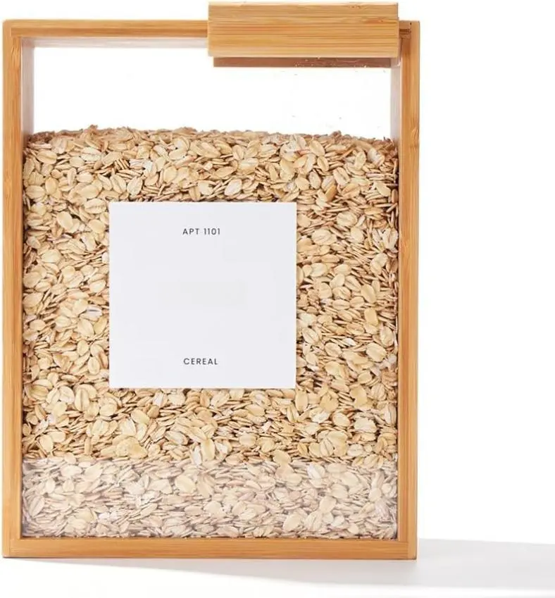 Bamboo Food Dispenser 3L Airtight Eco-Friendly Durable Kitchen Pantry Organizer for Cereal Rice Flour Snacks Sustainable Storage Container