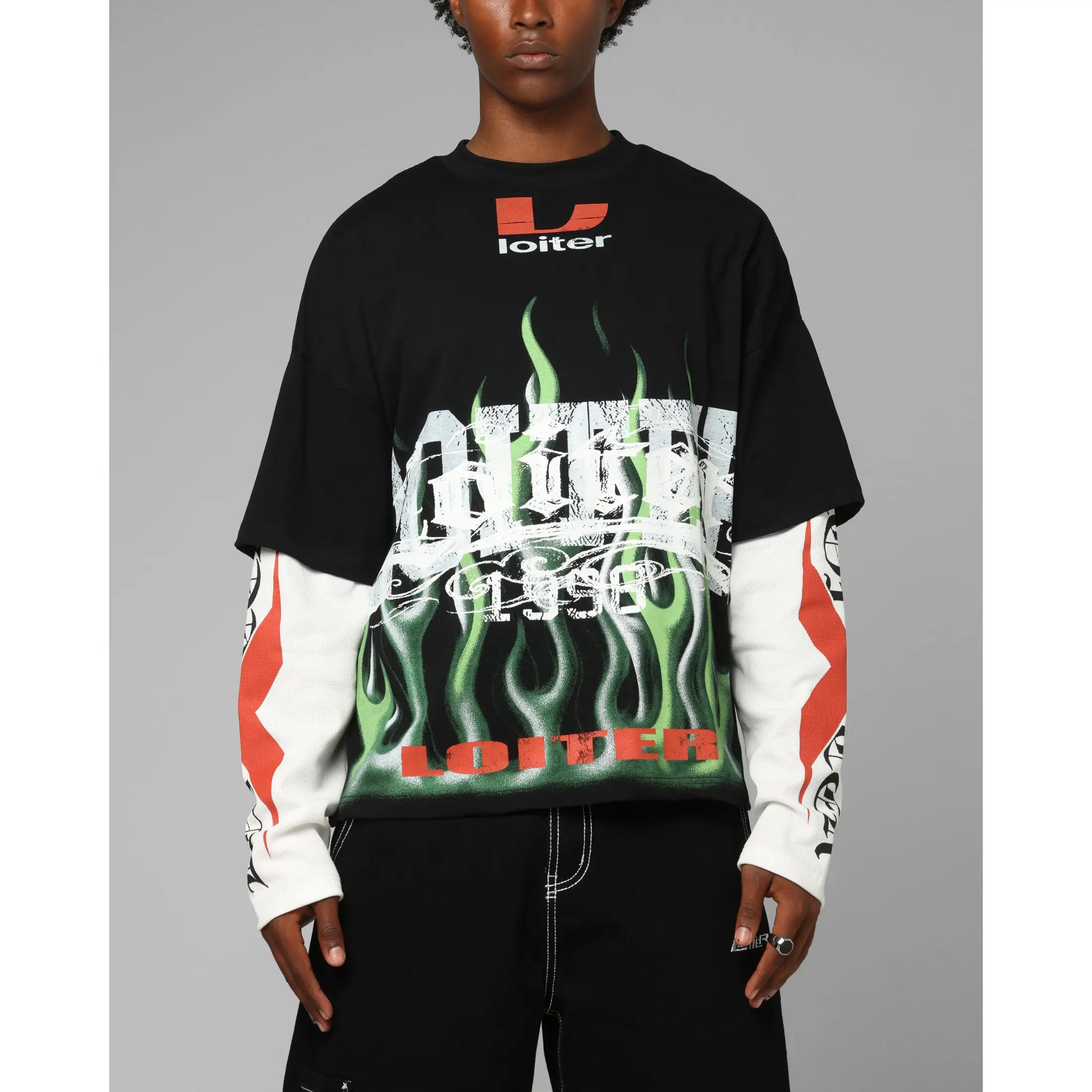 Loiter Inferno Layered Long Sleeve T-Shirt Black