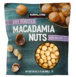 Kirkland Signature Dry Roasted Macadamia Nuts with Sea Salt 1.5 lbs Packed in the USA Protein Snack