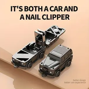 German Off-Road Mini Car Nail Clipper, Portable Folding Nail Trimmer, Compact Flip-Top Nail Cutter, Keychain Attachment