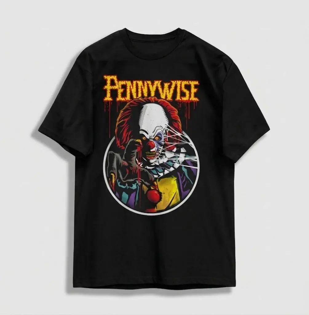 Pennywise Graphic T-Shirt Horror Movie IT Clown Tee Vintage Dark Aesthetic Streetwear Merch