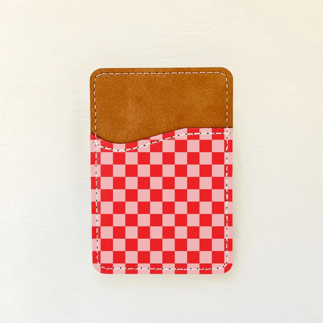 Colored Checkers Leather Card Holder (9 Options)