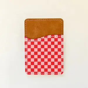 Colored Checkers Leather Card Holder (9 Options)