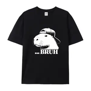 Capybara Bruh Funny Graphic Cotton T-Shirt, Casual Oversized Outfit for Men Women, Cute Fashion Tee, Perfect Valentine's Day Gift, Birthday Present for Him Her, Ideal Gift for Animal Lovers & Meme Fans