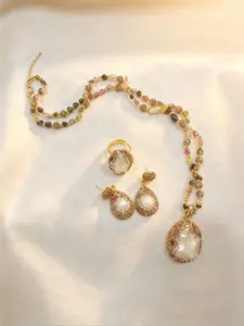 Women's Baroque 3-Piece Jewelry Set, Vintage Vacation Style, Charming Accessories for Special Occasions