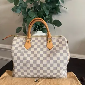 Pre-owned Louis Vuitton canvas top handle Damier Azur 2008 Speedy 30