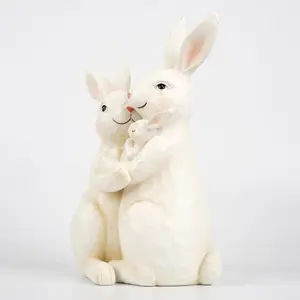 Rabbit Family Design Resin Decoration, 1 Count Creative Desk Decoration, Home Decor for Living Room Study Bedroom Office Dormitory Car, Ornaments