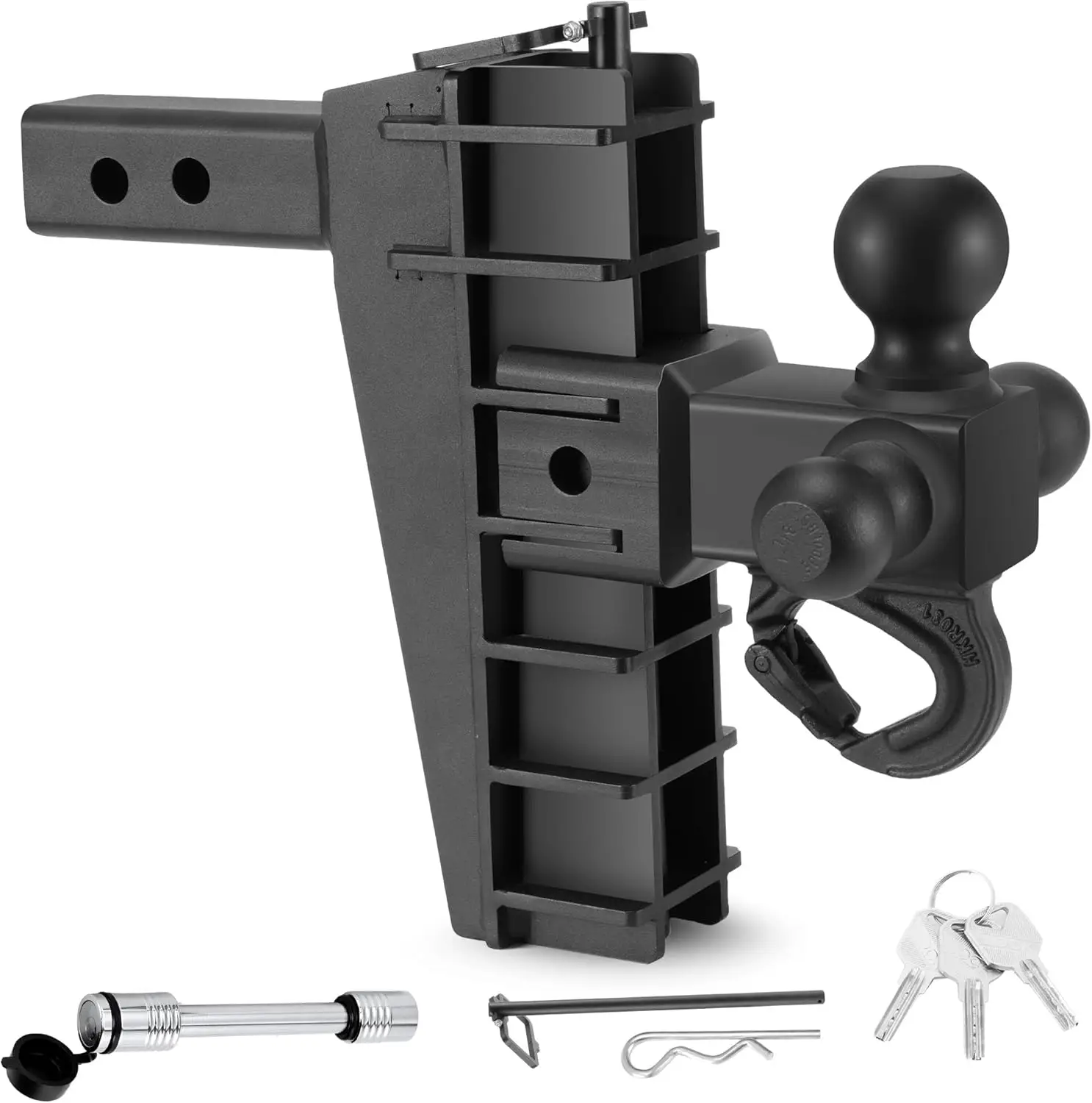 RENGUE Trailer Hitch with 8 INCH Adjustable Drop Hitch Ball Mount, 2 INCH Receiver, Truck Tow Hitches Dual Ball (1-7/8"x2 x2-5/16"), 18500 LBS GTW, So