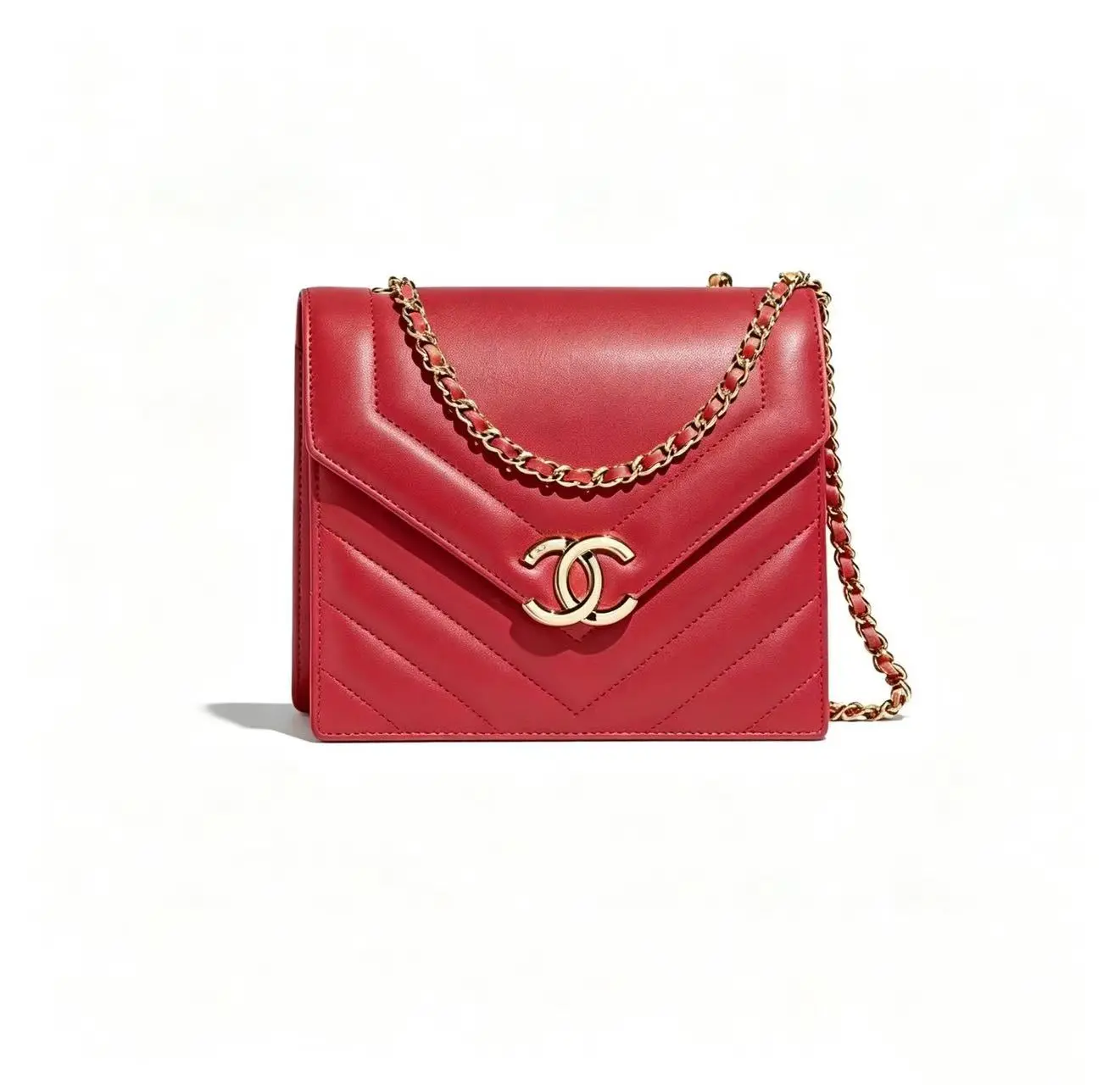 Pre-owned CHANEL Orange Gold Hardware Chevron Mini Square Crossbody Bag 2605269