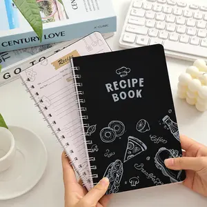 Blank Recipe Book A5 Hard Cover Interactive Notebook with Label & Food Stickers Holds 96 Recipes Modern Guided Journal