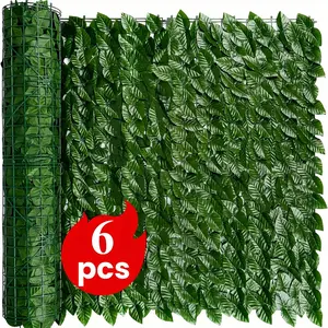 Set of 6 Artificial Ivy Panels – DIY into a 118.11" x 19.69" UV-Resistant Privacy Fence Screen.Durable Plastic Greenery Screen suitable for Indoor/Outdoor Use.Easy-to-Hang Wall Decor ideal for Courtyards, Gardens, Balconies, Backyards, and Patios.Featu