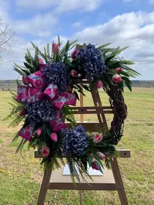 Hydrangea and Tulip Grapevine Wreath | Spring Summer Front Door Decor | Garden Inspired Floral Wreath