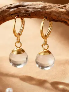 Elegant Transparent Glass Ball Earrings, Fashionable Mermaid Bubble Pendant Studs, Simple Design Jewelry for Women, Trendy Accessories