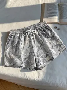 Women's Summer Casual Loose-Fitting Solid Color Print Drawstring Athletic Shorts, Comfortable Lightweight Knit Fabric for Everyday Wear