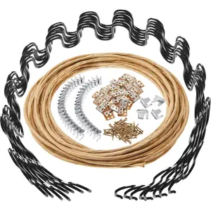 8 count 18 Inch Couch Upholstery Spring Repair Replacement Kit - 8 Heavy-Duty Springs, 16 Spring Clips, 64 Nails, 40ft Steel Stay Wire for Fixing Sagging Cushions in Sofa Recliner Chair