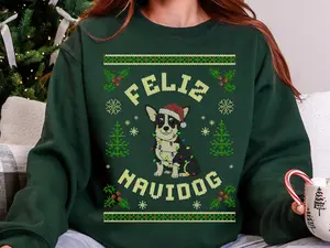 Funny Ugly Christmas Sweater, Feliz Navidog Welsh Corgi Sweatshirt, Corgi Dog Lover Gift