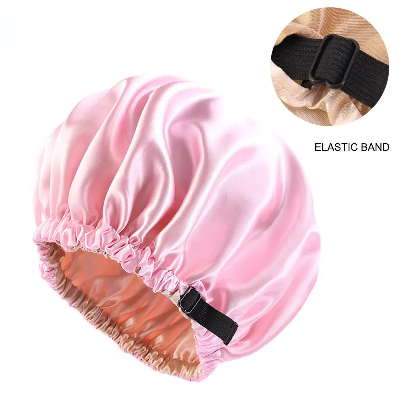 Satin Bonnet Sleep Cap for Women, Wide Elastic Band for Heatless Curls and Overnight Frizz Control, 100% Polyester Haircare Accessory