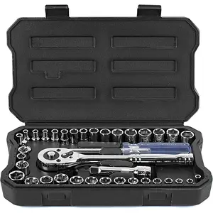 39-Piece Drive Socket Set 1/4''3/8'', CR-V Metric and Imperial Sockets with Quick-Release Ratchet Wrench, Compact Sockets Set for Car Repair