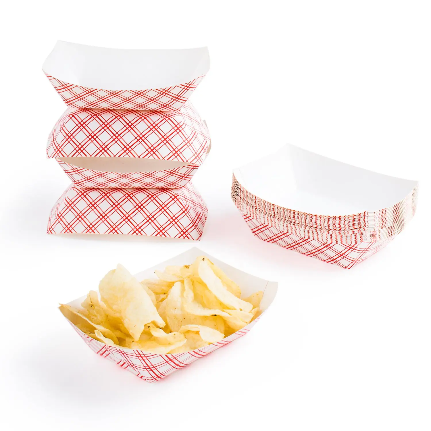 Disposable Paper  Tray for Carnivals, Fairs, Festivals, and Picnics. Holds Nachos, Fries, Hot Corn Dogs, and More! - 2.5-Pound, 50-Pack