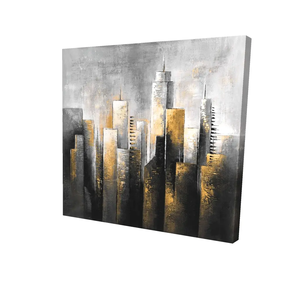 212 MAIN Abstract Cityscape Art Print with Distinct Shapes - 24x24 in High-Def Artwork, Artistic Modern Home Decor for Living Room Wall
