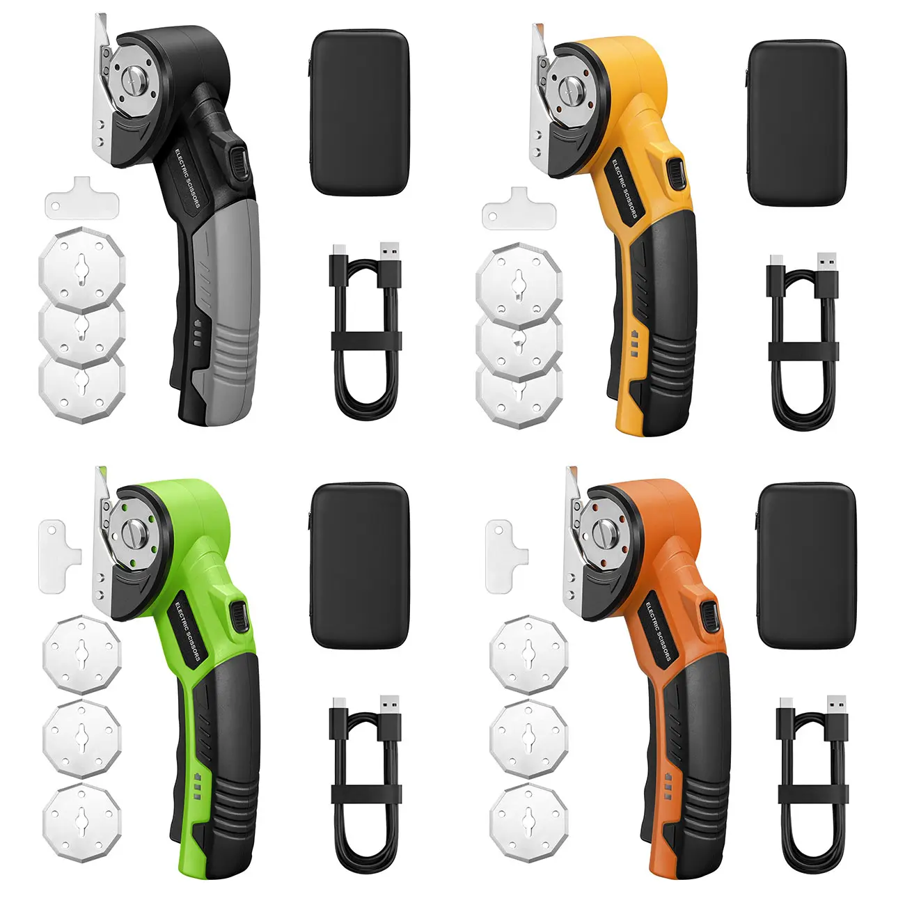 【New Arrivel】Coldless Electric Scissors,Cardboard Cutter Rotary Cutter For Fabric with 3 Blades,Storage Box,Cutting Cardboard Fabric Leather Plastic Carpet