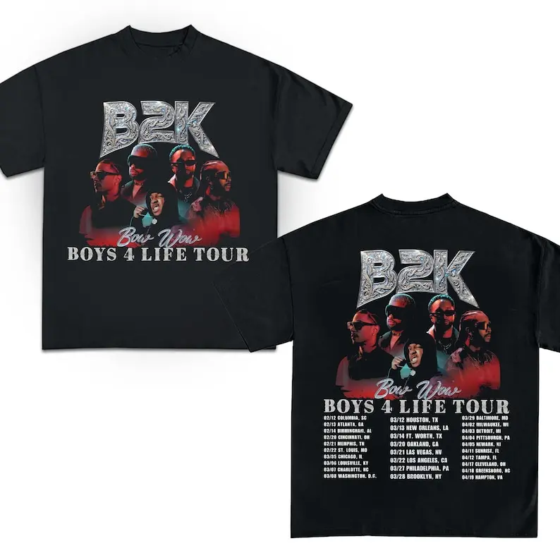 B2K Tour 2026 T-Shirt, Bow Wow Boys 4 Life concert Tee Unisex tee, Bow Wow Tour Merch, B2K Band T-Shirt 2 Side
